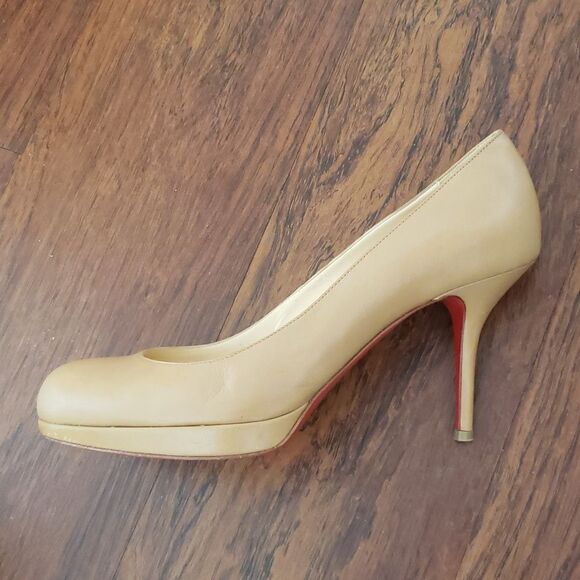 Christian Louboutin Red Bottom Chic Feminine Prorata 90 Kid Beige Pumps Size 38 - Picture 3 of 10